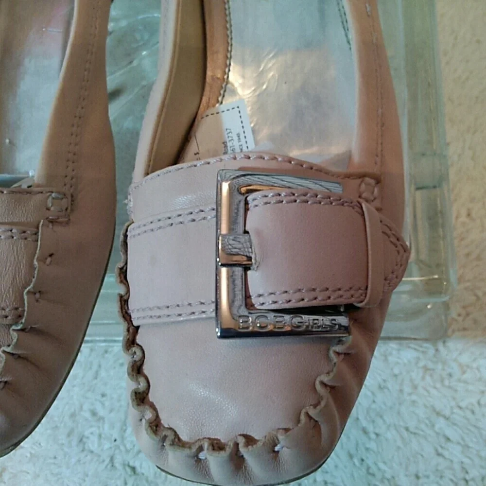 BCBGirls pink leather loafers